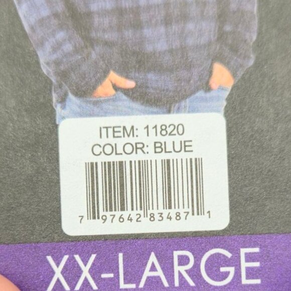 John Wayne Sweater Men XXL Wooly Fleece 1/4 Zip Blue Plaid Preppy Gorpcore - Picture 7 of 8